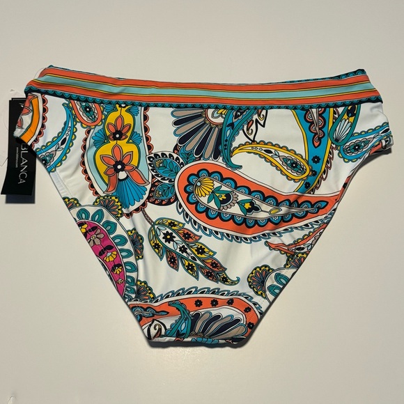 NEW La Blanca Swim Bottom Pave the Way Paisley Print Sz 10 Tummy Control - Picture 2 of 7